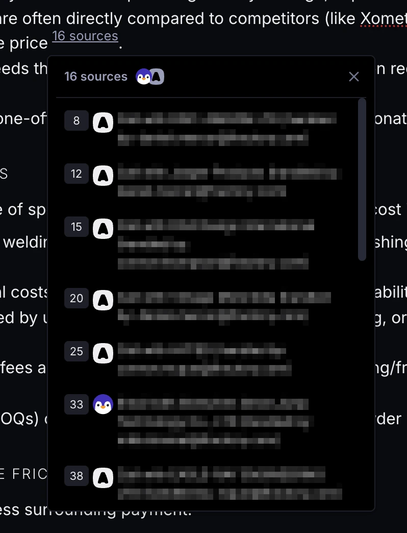Group and expand AI conversation references